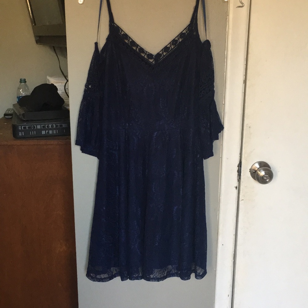 Royal blue dress open shoulder